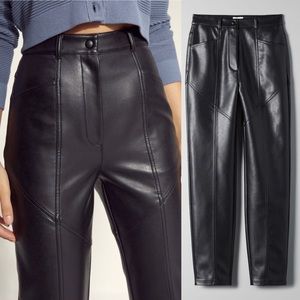 Aritzia Wilfred Rebel Black Vegan Leather Pants